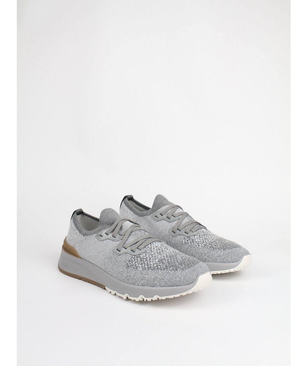 BRUNELLO CUCINELLI Серые текстильные низкие кроссовки / кеды, фото 3