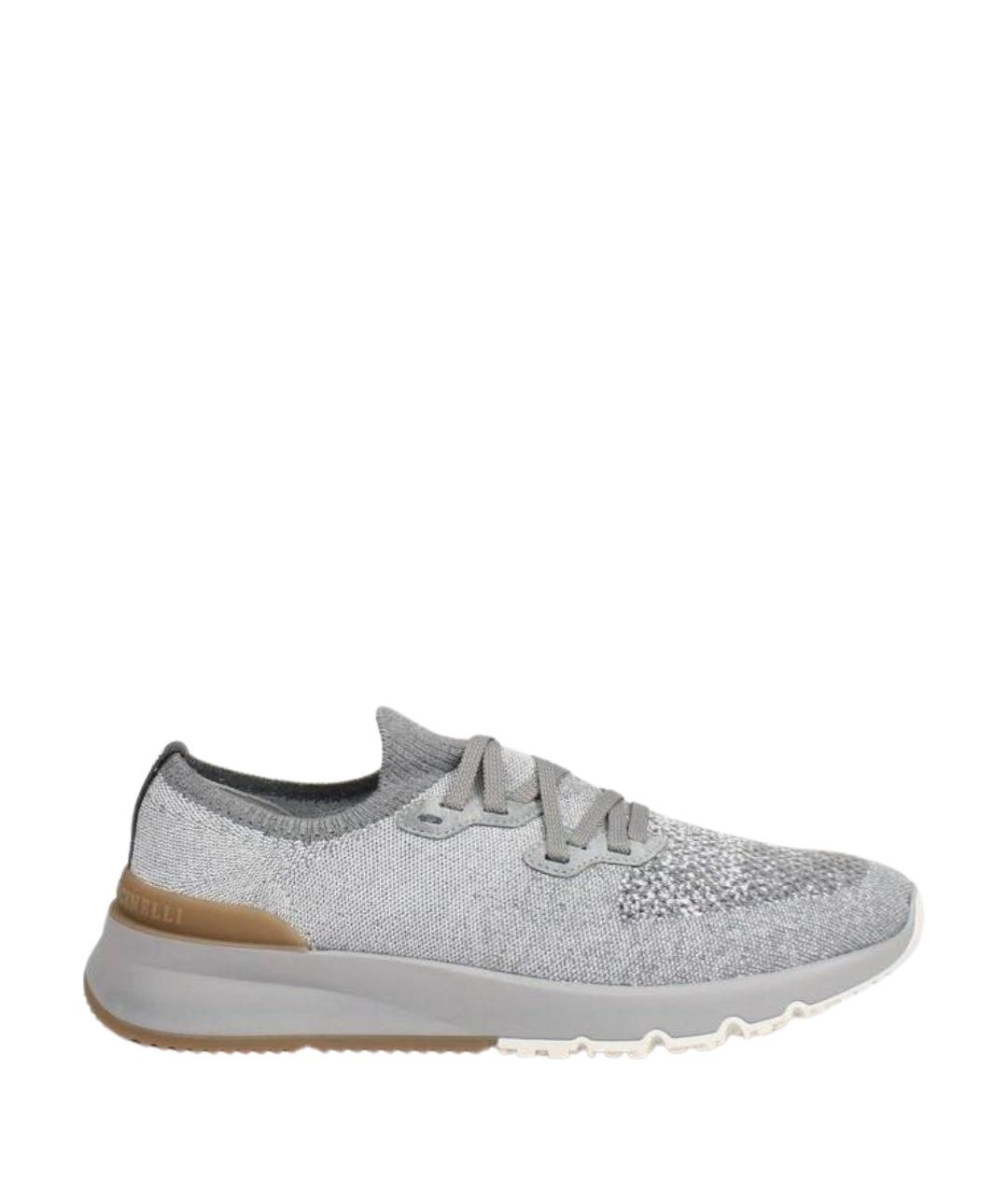 BRUNELLO CUCINELLI Серые текстильные низкие кроссовки / кеды, фото 1