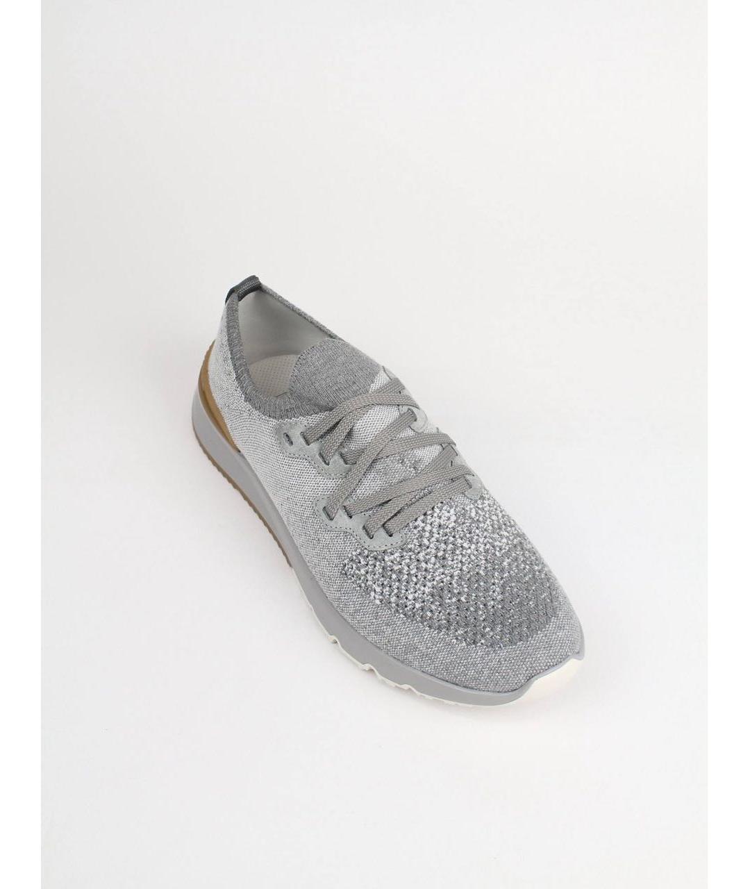 BRUNELLO CUCINELLI Серые текстильные низкие кроссовки / кеды, фото 8