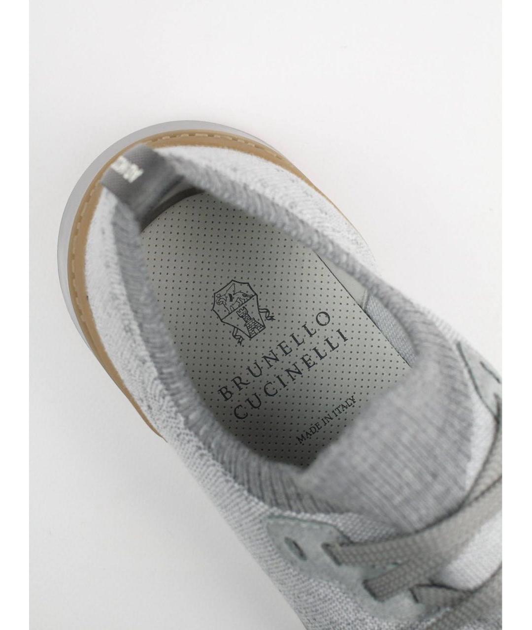 BRUNELLO CUCINELLI Серые текстильные низкие кроссовки / кеды, фото 2