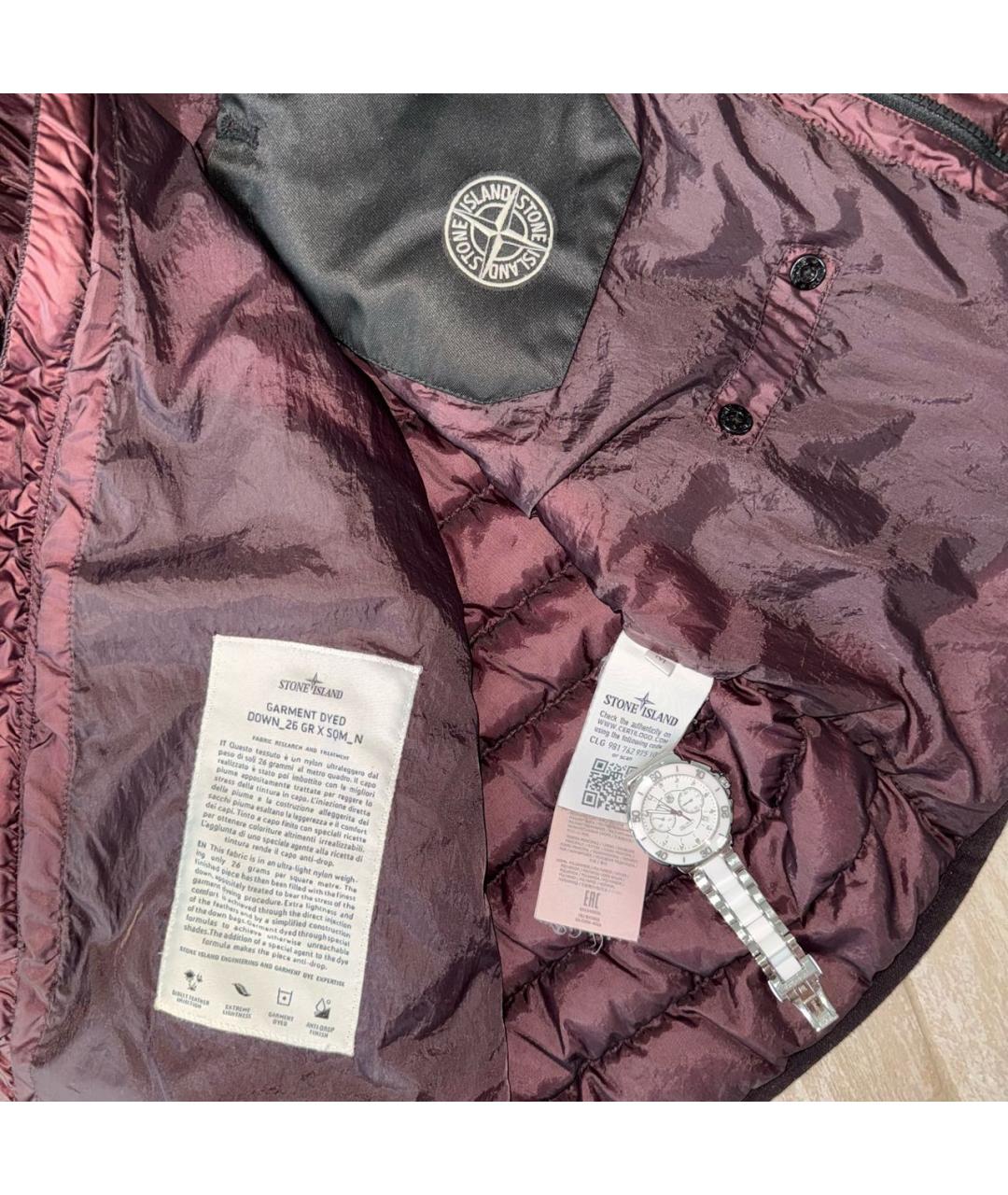 STONE ISLAND Бордовая полиэстеровая куртка, фото 4