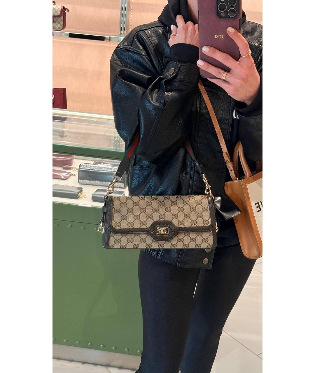 GUCCI Коричневая кожаная сумка с короткими ручками, фото 5