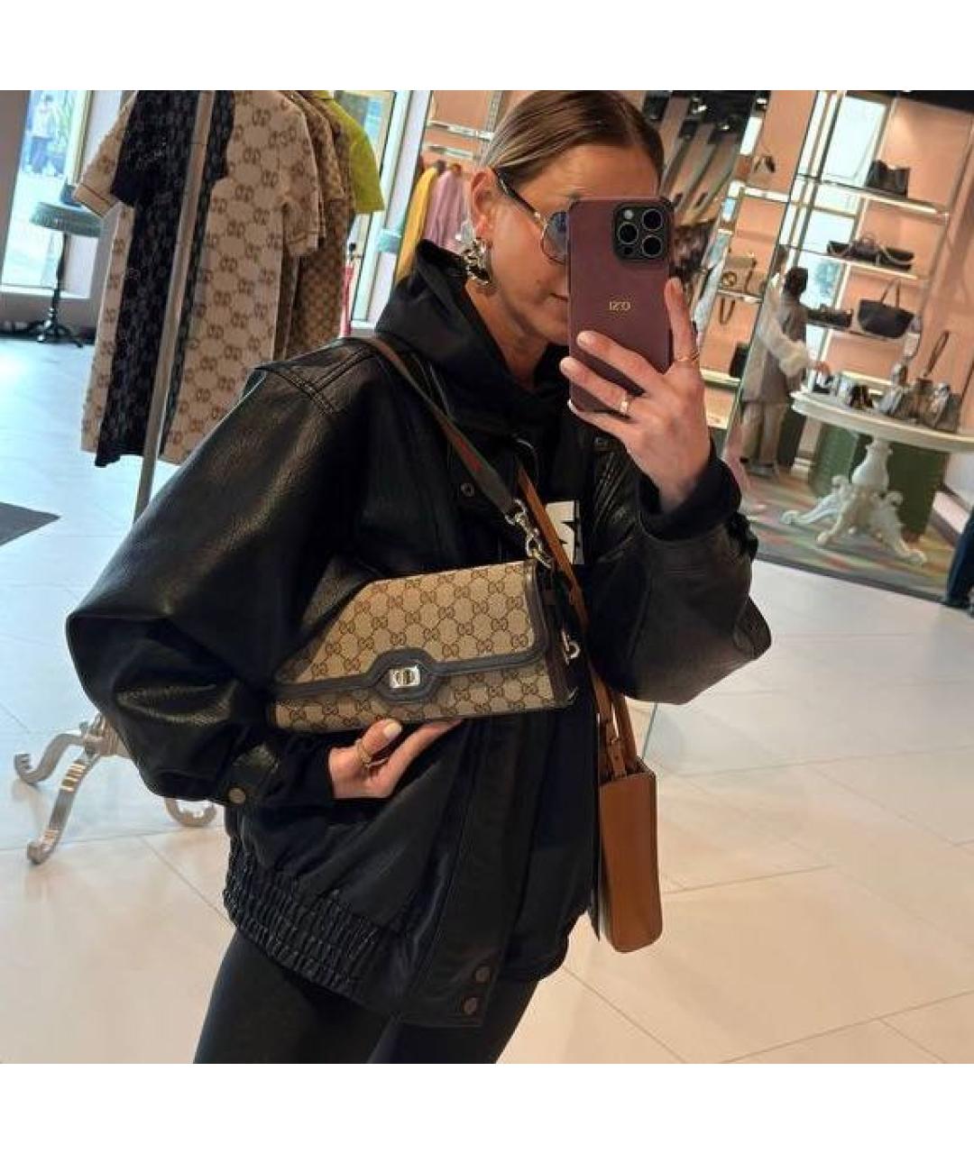 GUCCI Коричневая кожаная сумка с короткими ручками, фото 6