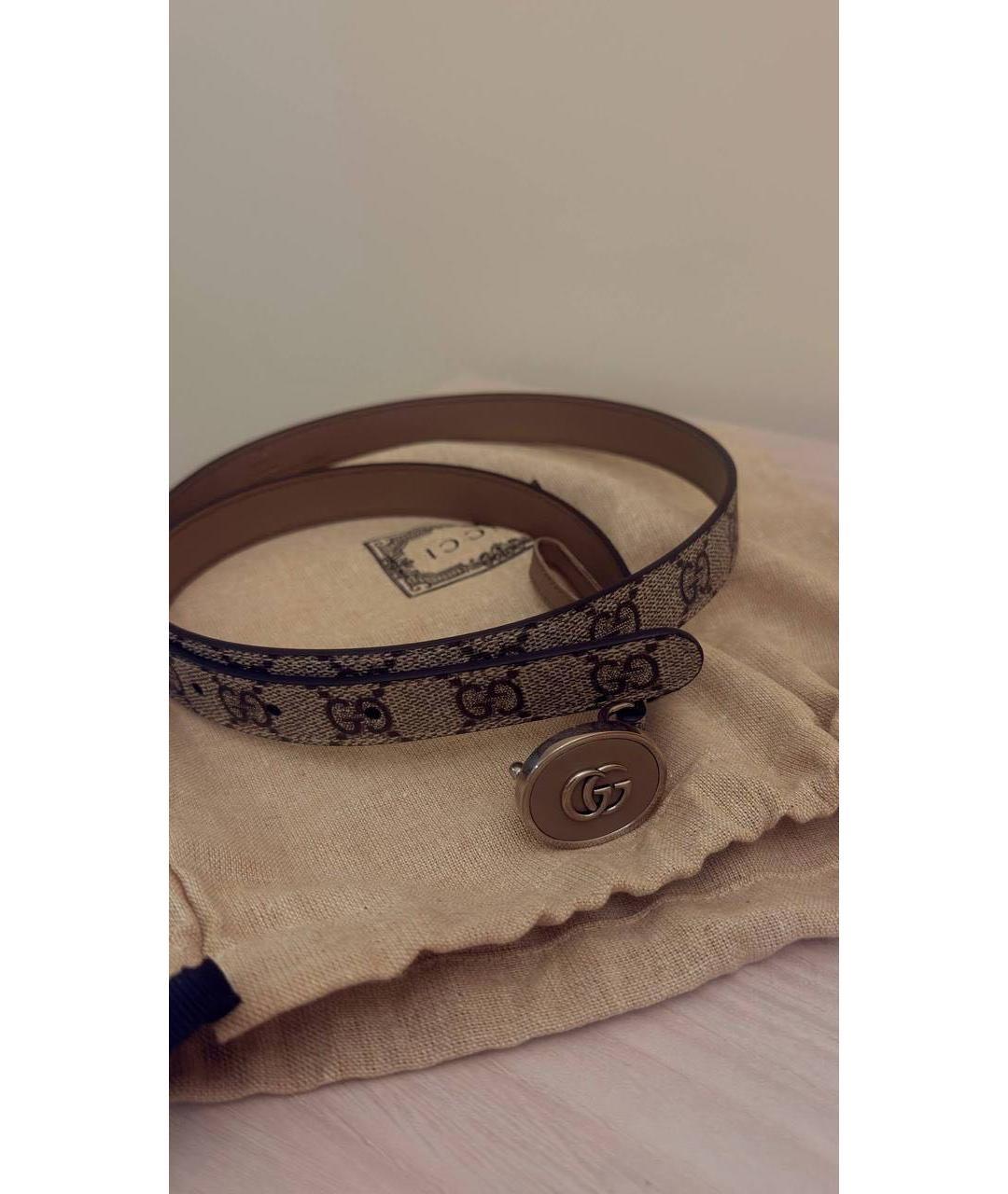 GUCCI Бежевый кожаный ремень, фото 4