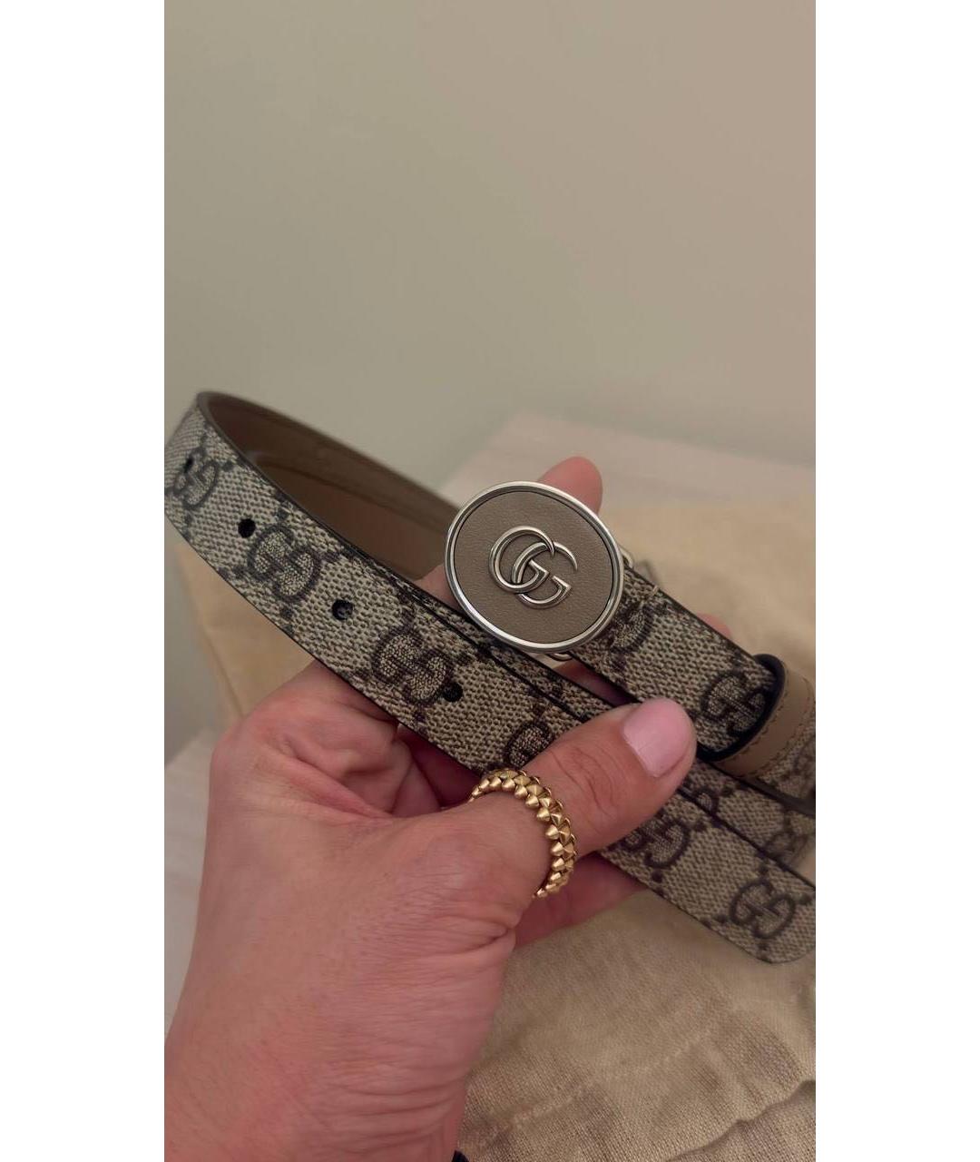 GUCCI Бежевый кожаный ремень, фото 3
