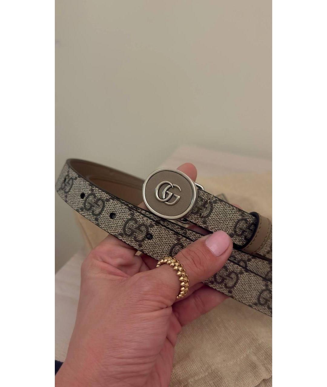 GUCCI Бежевый кожаный ремень, фото 6