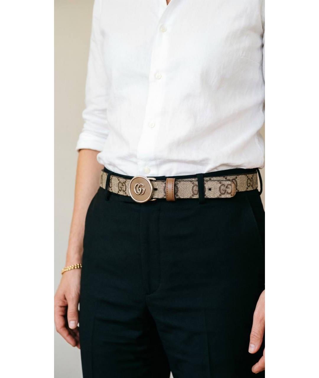 GUCCI Бежевый кожаный ремень, фото 5