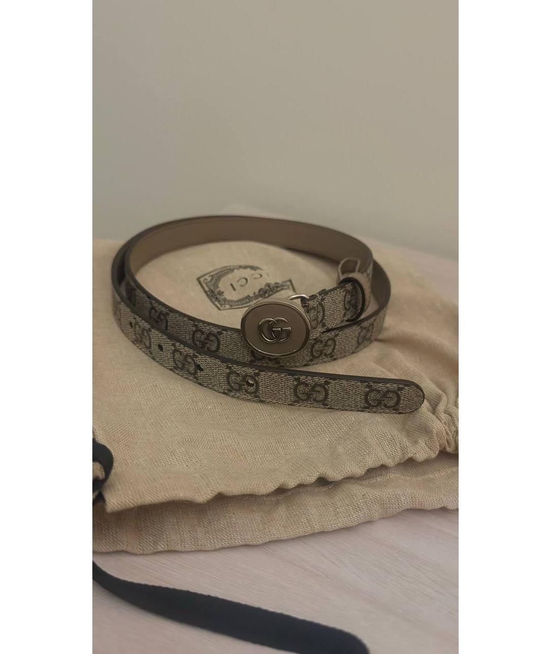 GUCCI Бежевый кожаный ремень, фото 7