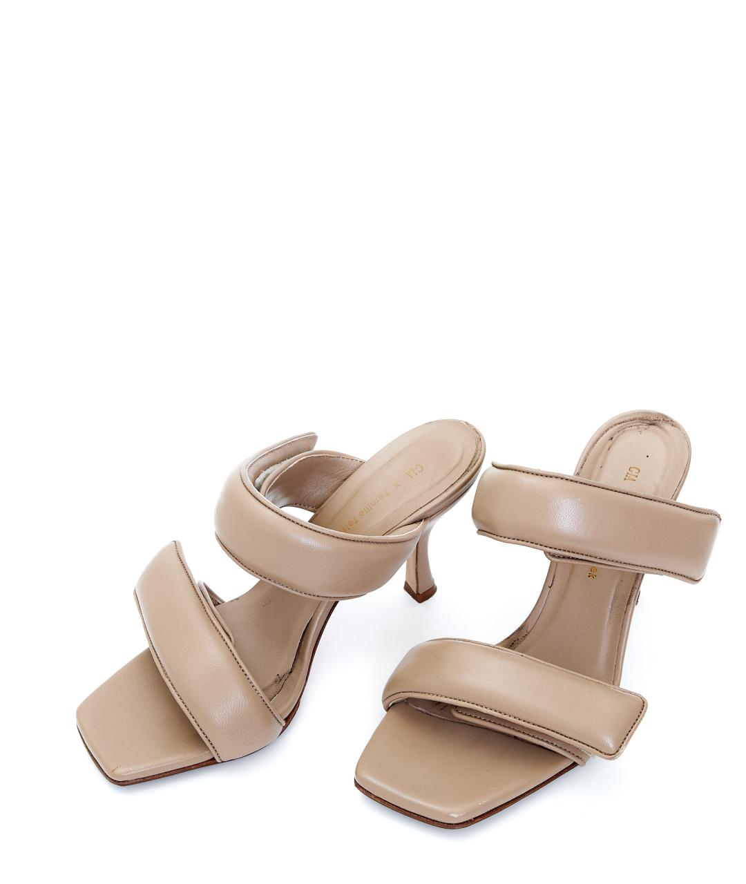 GIA COUTURE Бежевые кожаные мюли, фото 4