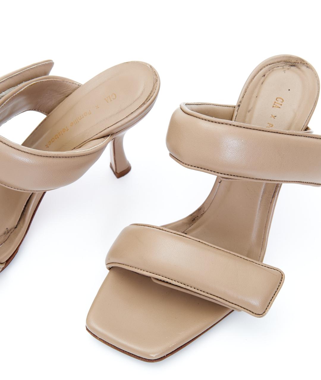 GIA COUTURE Бежевые кожаные мюли, фото 5