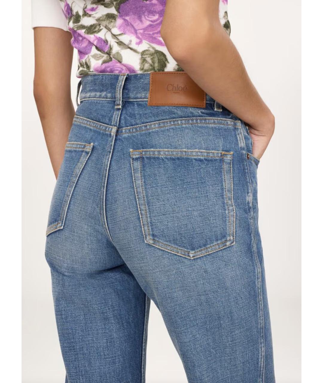 CHLOE Голубые хлопковые прямые джинсы, фото 6