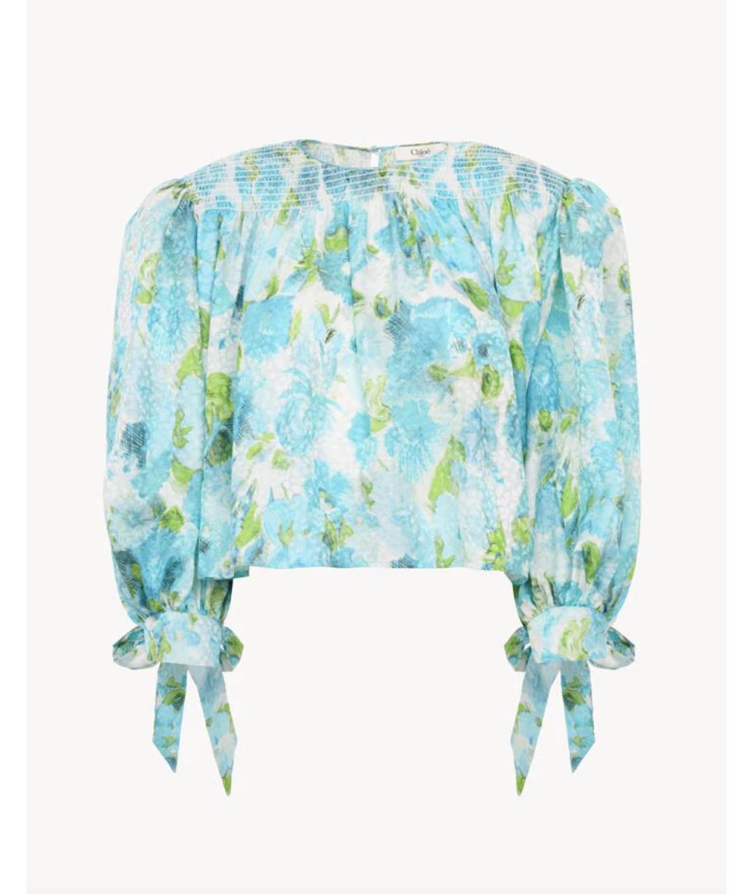 CHLOE Бирюзовая шелковая блузы, фото 7