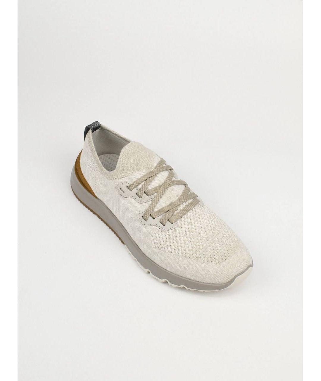 BRUNELLO CUCINELLI Бежевые текстильные высокие кроссовки / кеды, фото 6