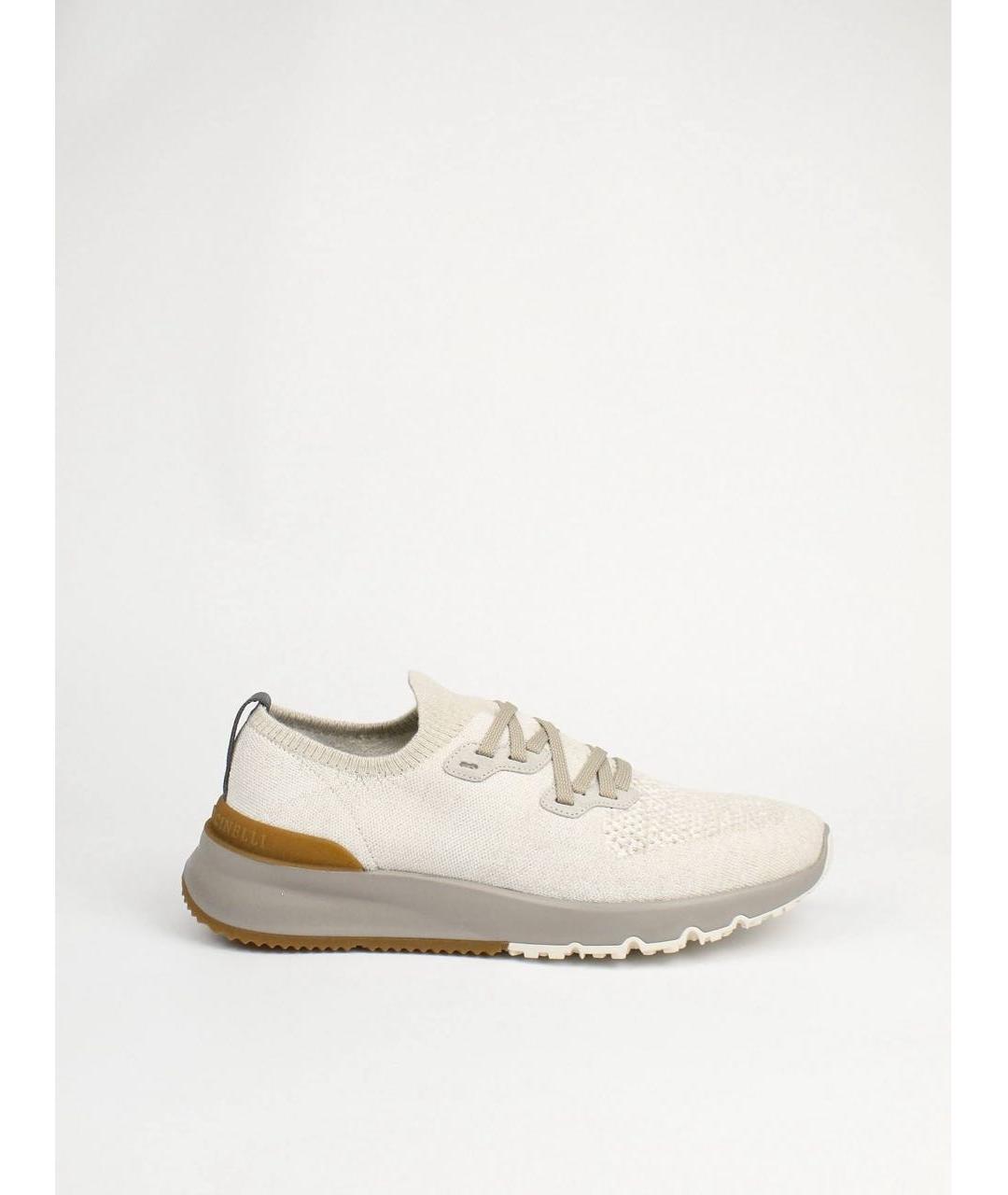 BRUNELLO CUCINELLI Бежевые текстильные высокие кроссовки / кеды, фото 9