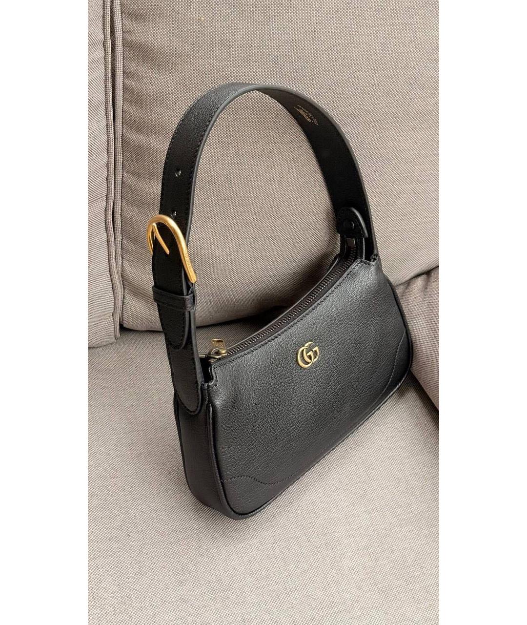 GUCCI Черная кожаная сумка с короткими ручками, фото 3