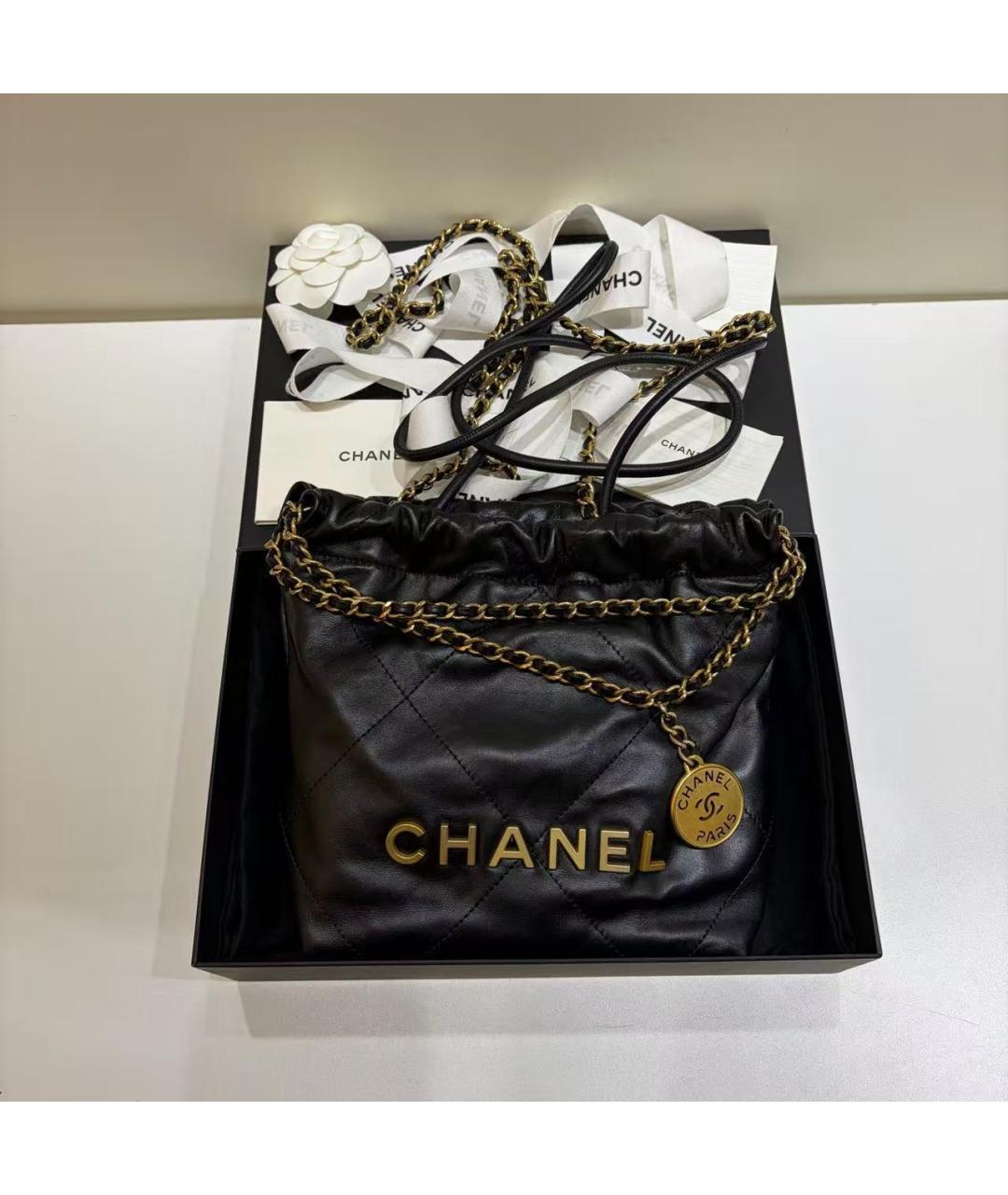 CHANEL Черная кожаная сумка тоут, фото 5