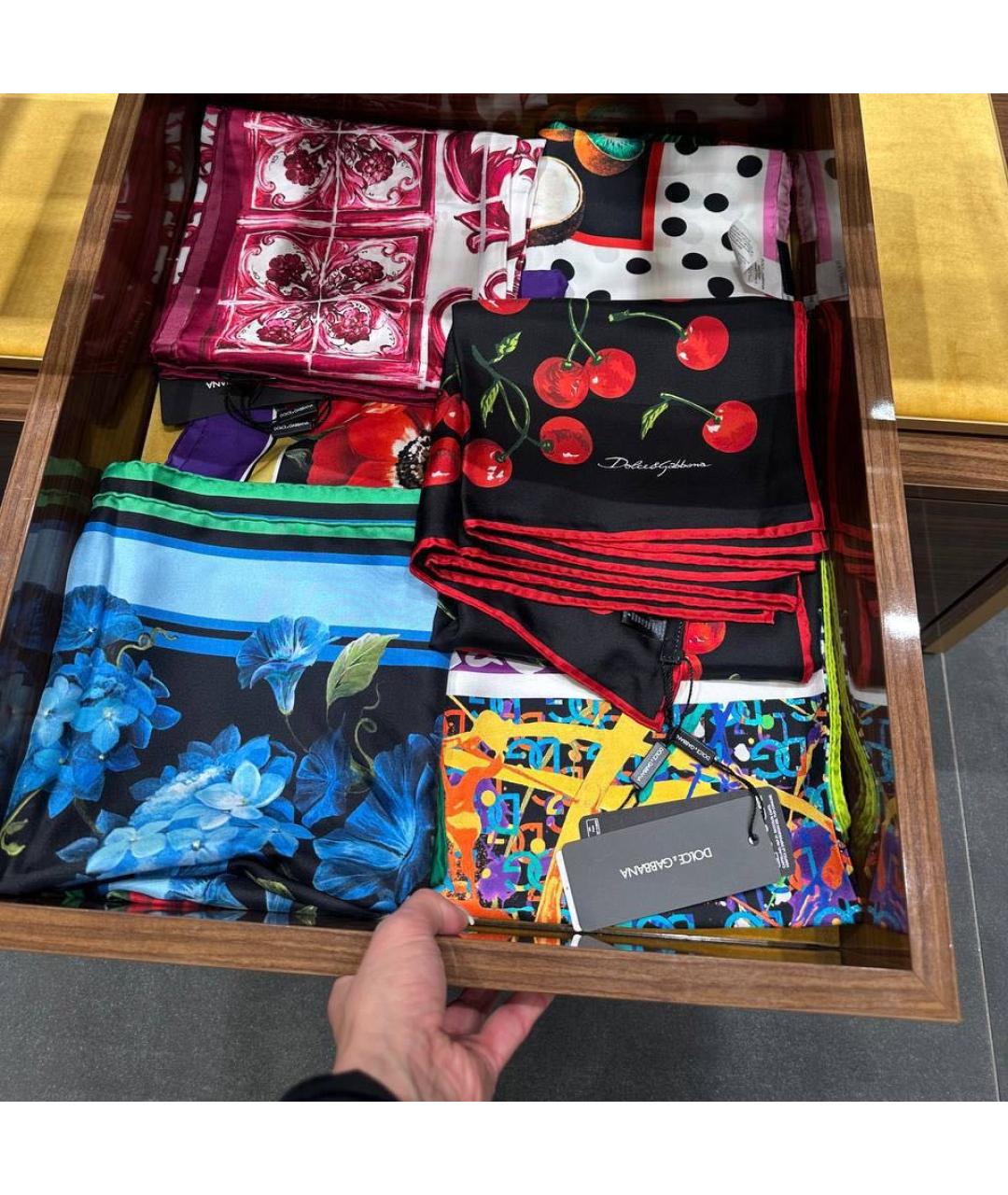 DOLCE&GABBANA Синий шелковый платок, фото 3