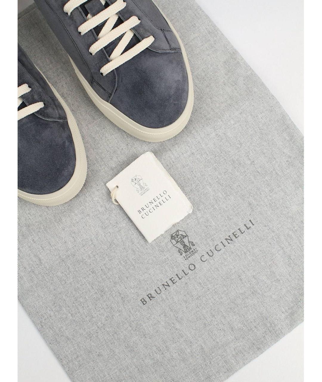BRUNELLO CUCINELLI Серые замшевые низкие кроссовки / кеды, фото 6