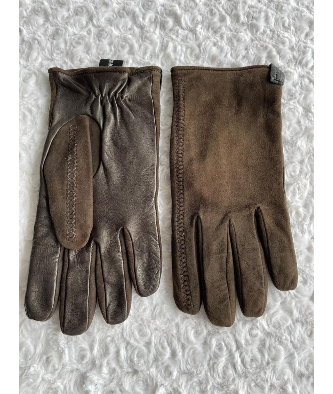 GIORGIO ARMANI Коричневые кожаные перчатки, фото 2
