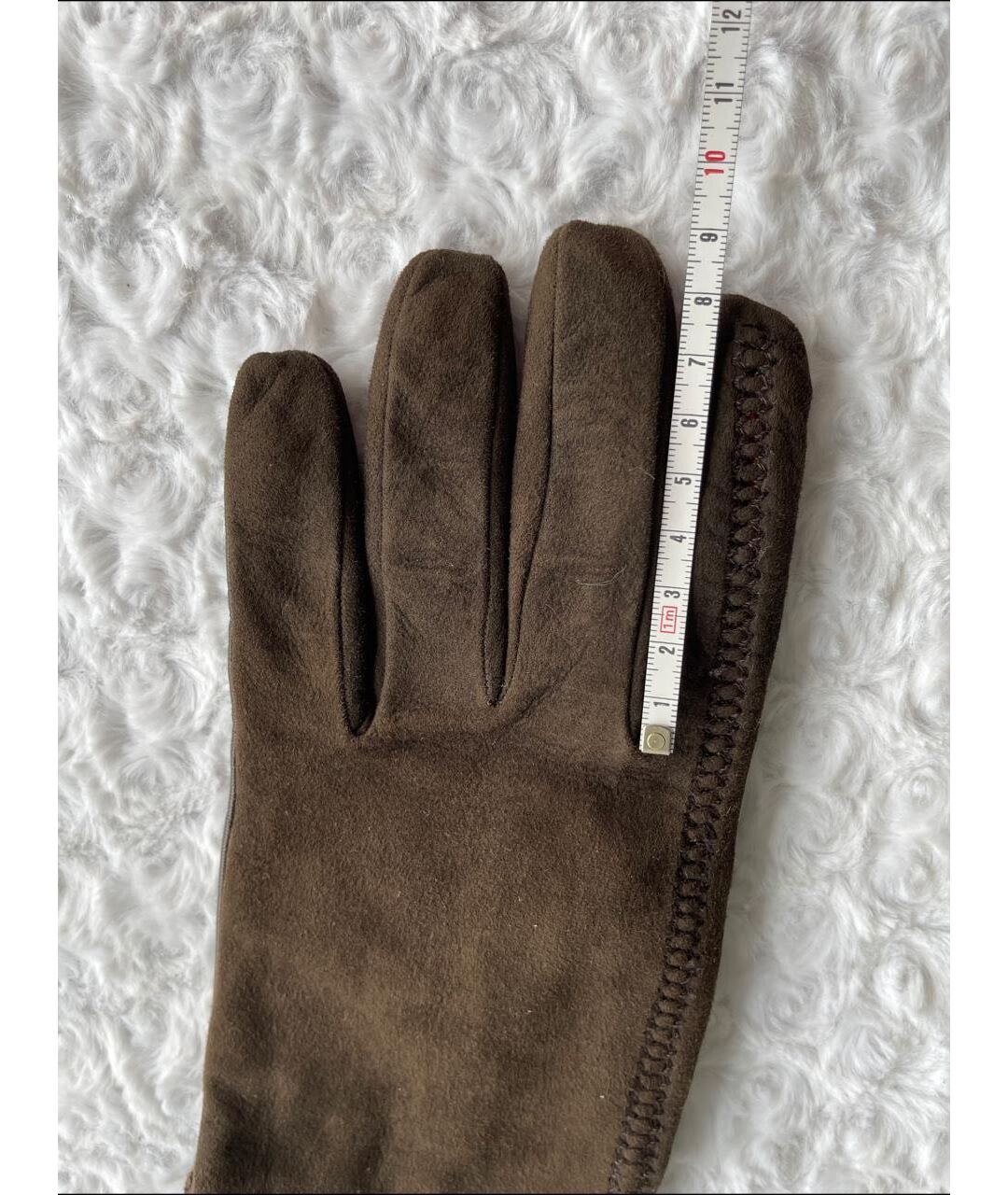 GIORGIO ARMANI Коричневые кожаные перчатки, фото 6