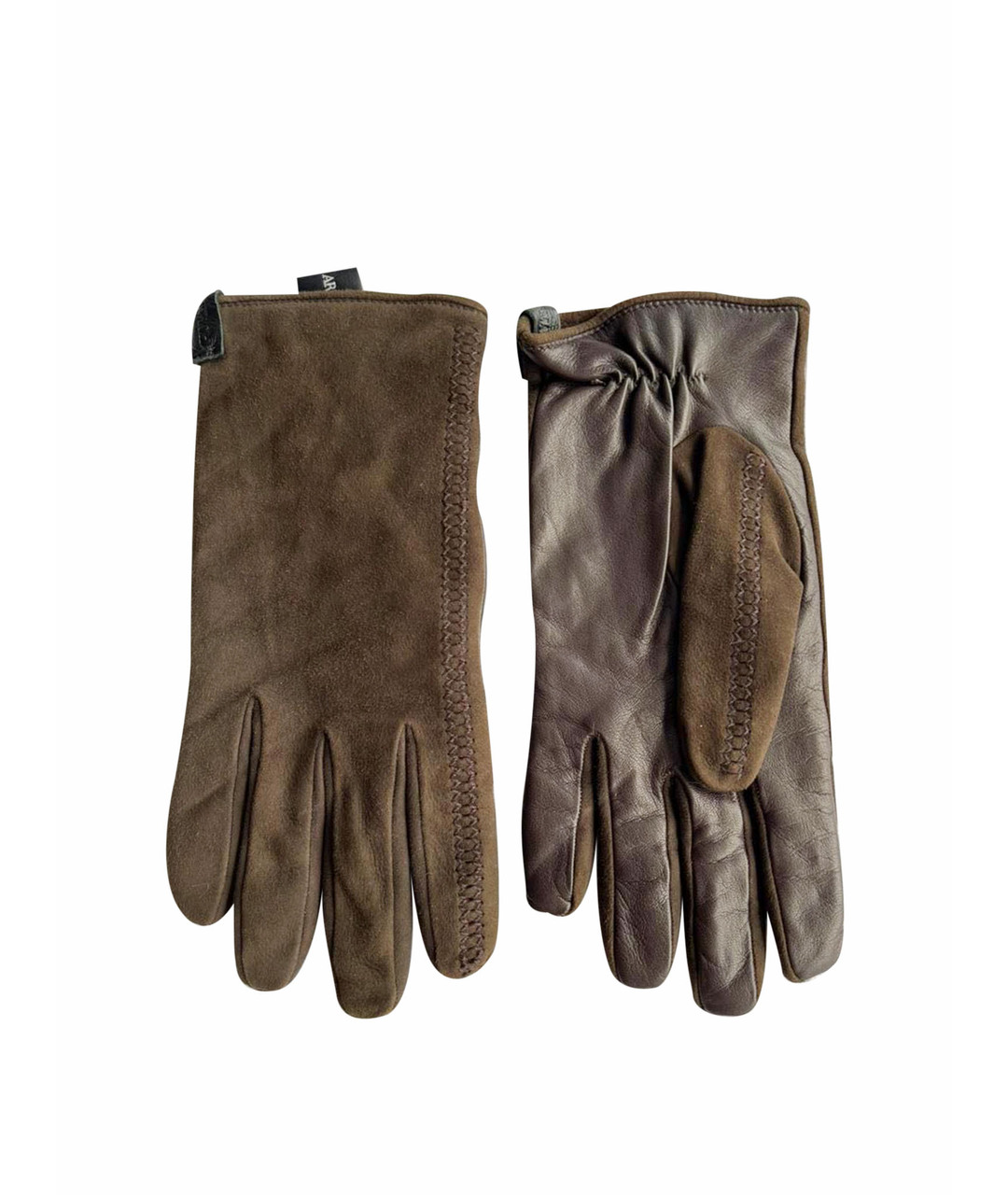 GIORGIO ARMANI Коричневые кожаные перчатки, фото 1