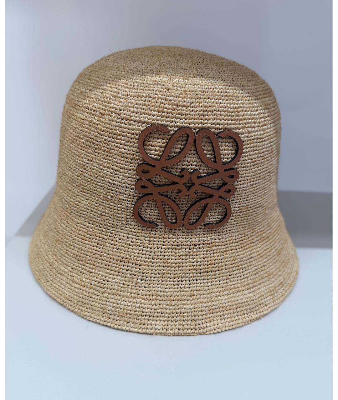 LOEWE Бежевая соломенная панама, фото 5