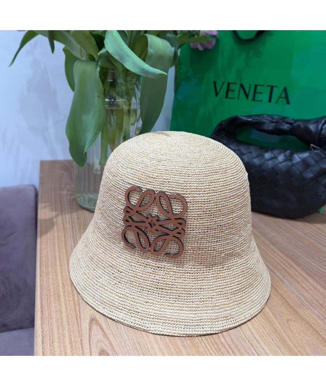 LOEWE Бежевая соломенная панама, фото 4