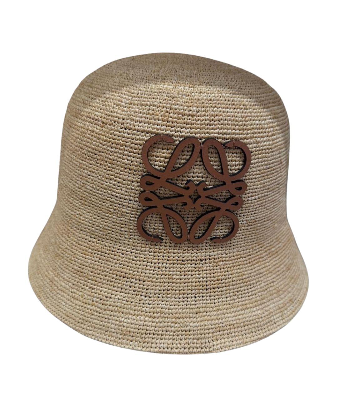 LOEWE Бежевая соломенная панама, фото 1