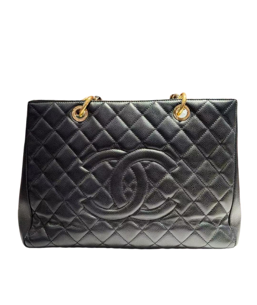 CHANEL Черная кожаная сумка тоут, фото 5