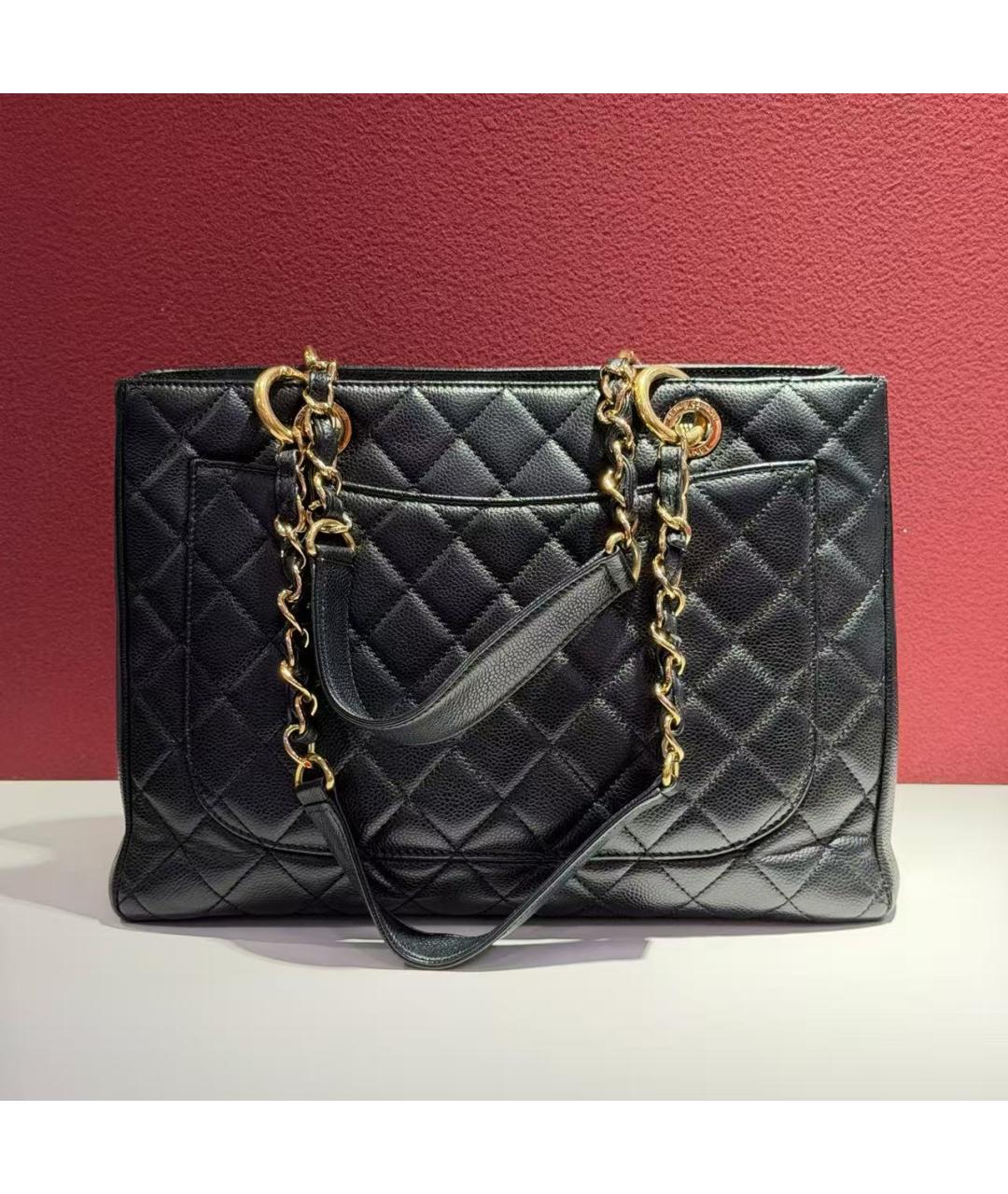 CHANEL Черная кожаная сумка тоут, фото 4