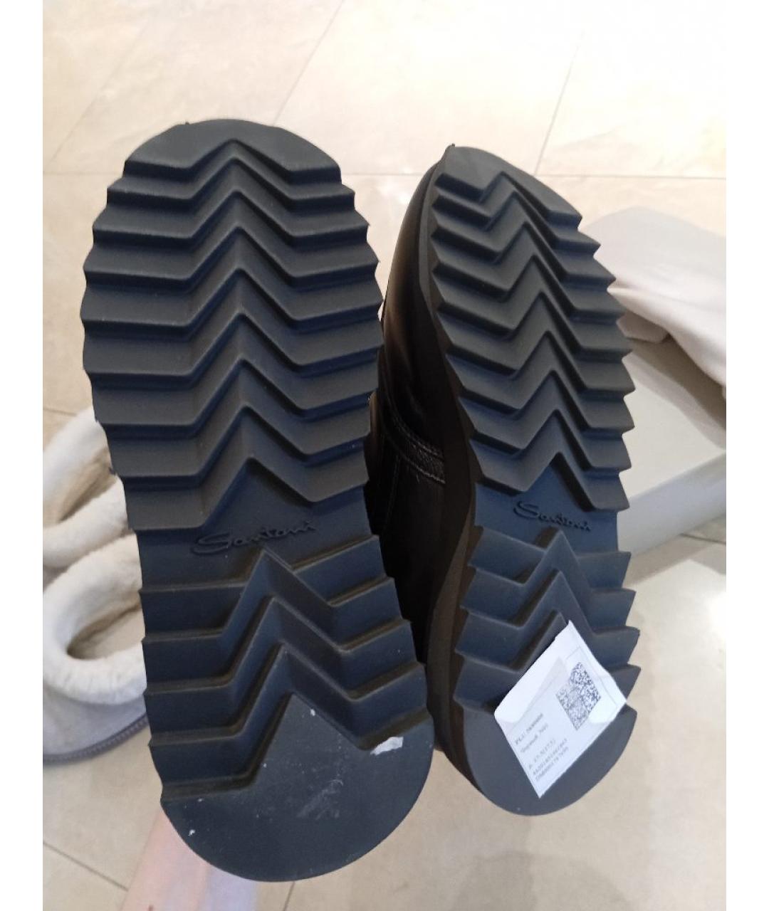 SANTONI Черные кожаные кроссовки, фото 8