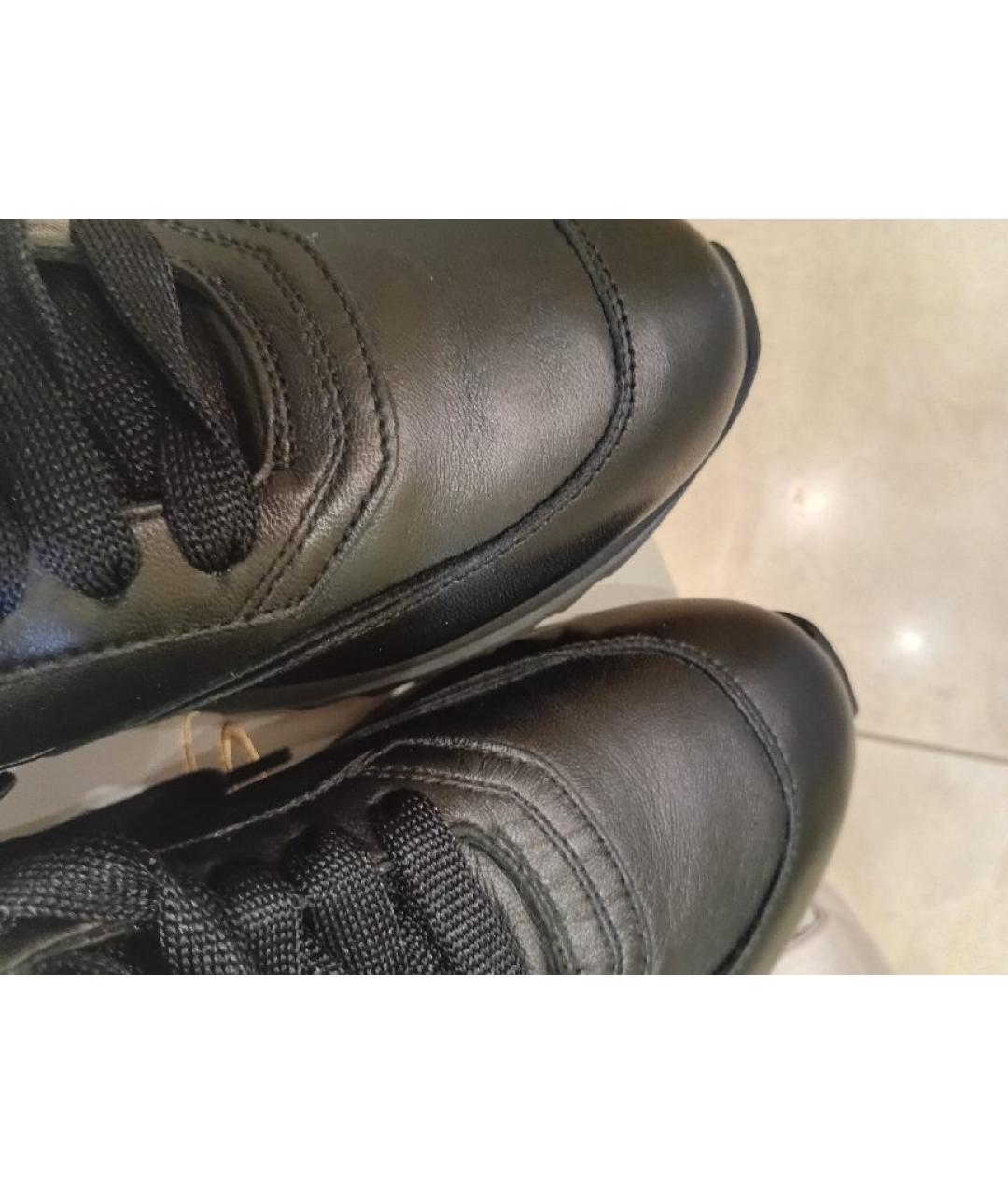 SANTONI Черные кожаные кроссовки, фото 9