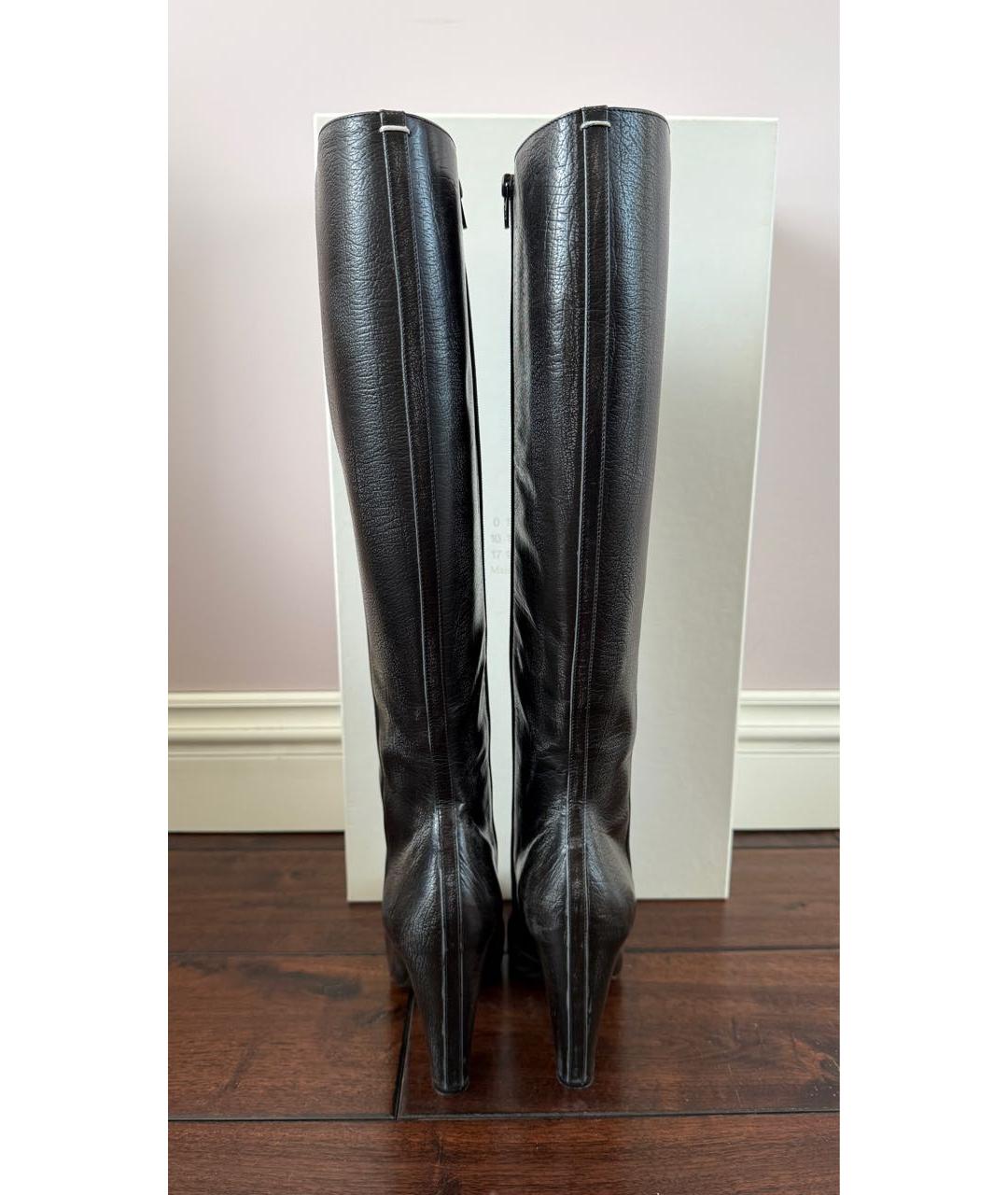 MAISON MARGIELA Черные кожаные сапоги, фото 6