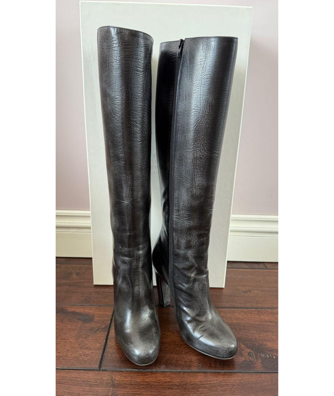 MAISON MARGIELA Черные кожаные сапоги, фото 2