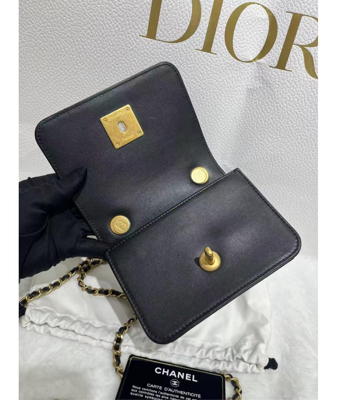 CHANEL Черная кожаная сумка через плечо, фото 5