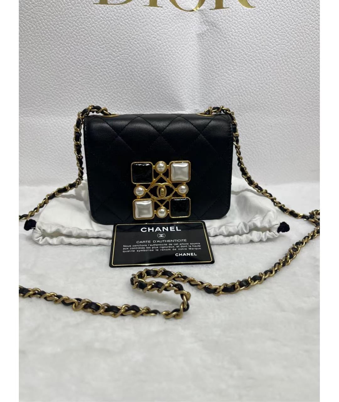 CHANEL Черная кожаная сумка через плечо, фото 7