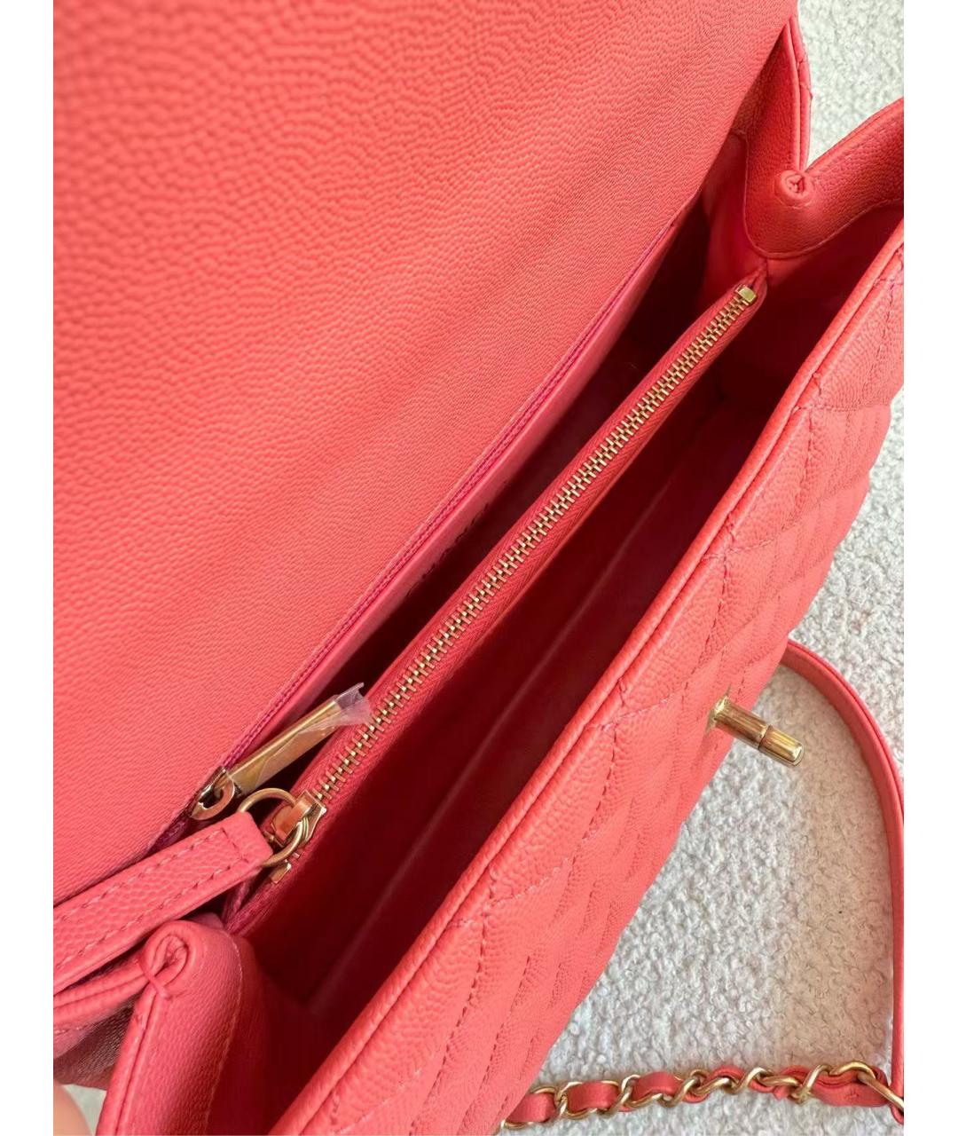 CHANEL Розовая кожаная сумка с короткими ручками, фото 6