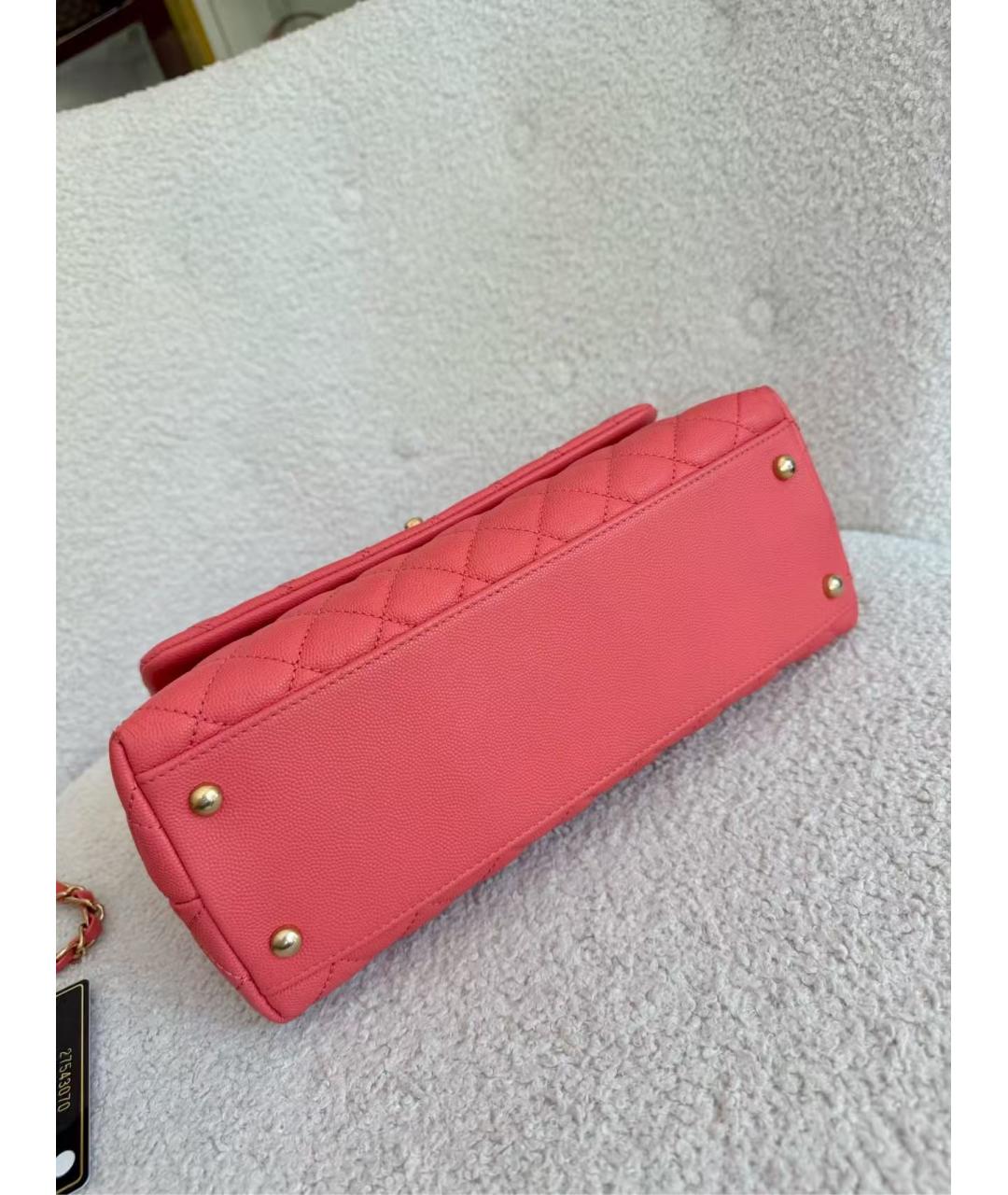 CHANEL Розовая кожаная сумка с короткими ручками, фото 5