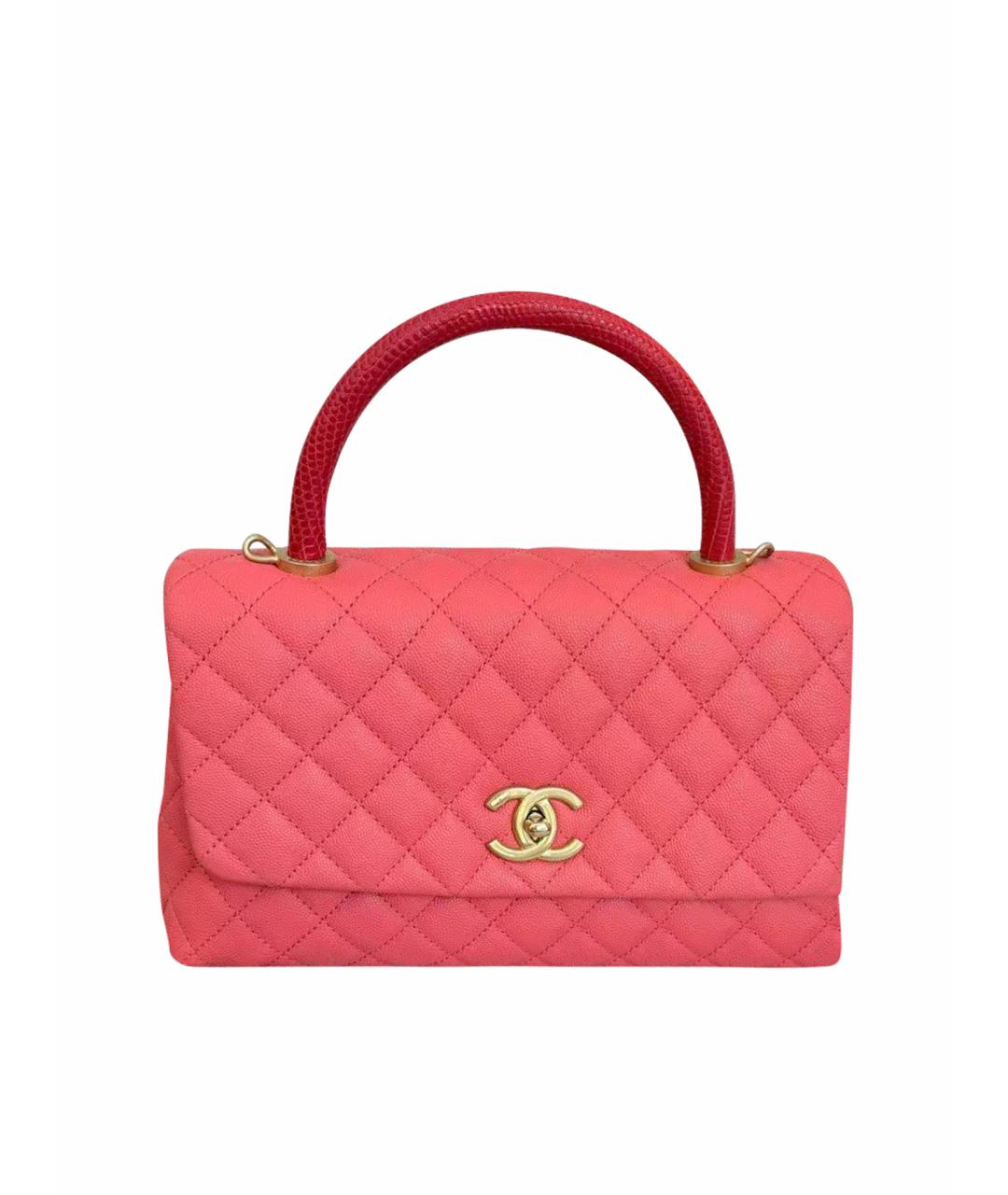 CHANEL Розовая кожаная сумка с короткими ручками, фото 1