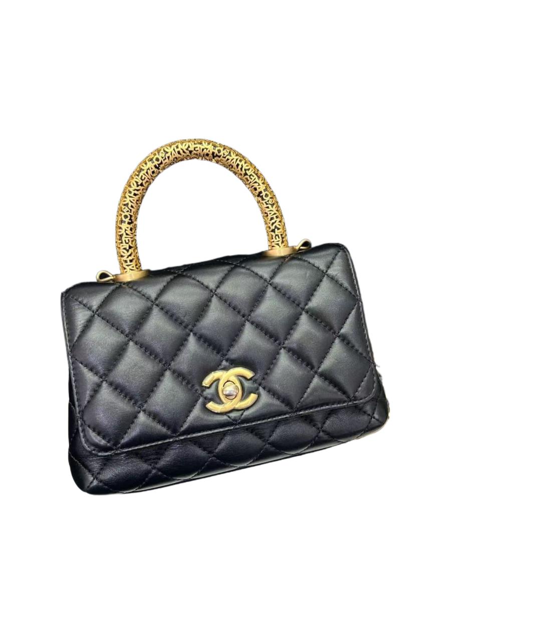 CHANEL Черная кожаная сумка с короткими ручками, фото 2