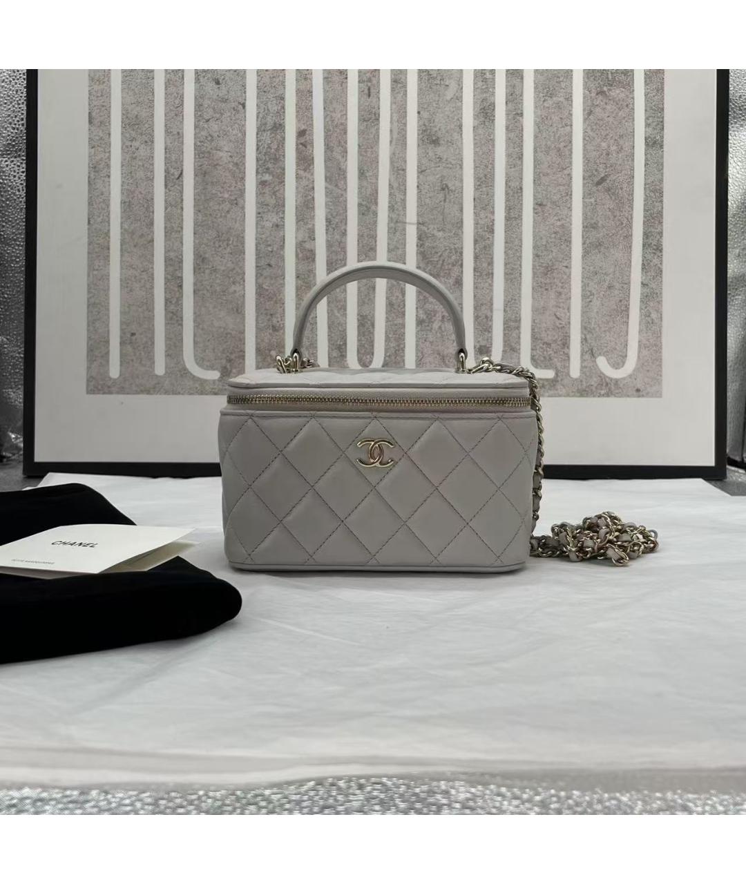 CHANEL Серая кожаная сумка через плечо, фото 2