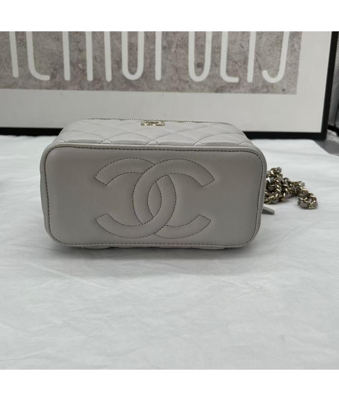 CHANEL Серая кожаная сумка через плечо, фото 4