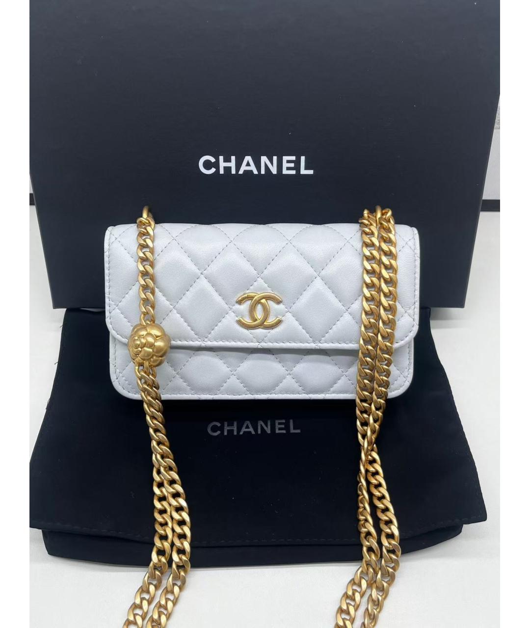 CHANEL Голубая кожаная сумка через плечо, фото 2