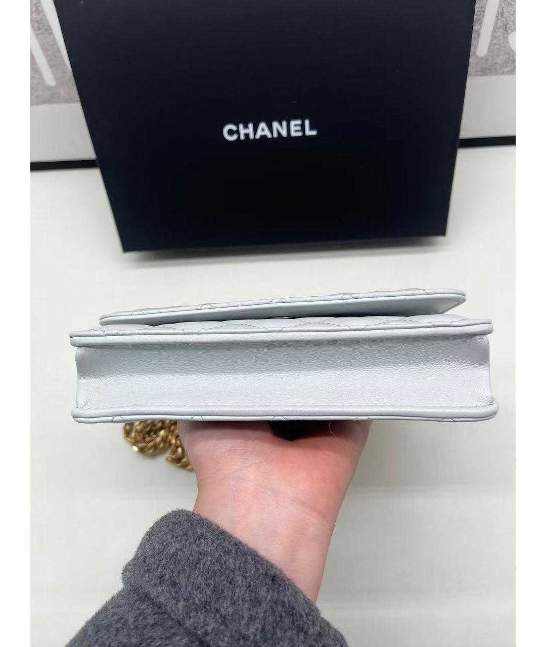 CHANEL Голубая кожаная сумка через плечо, фото 4