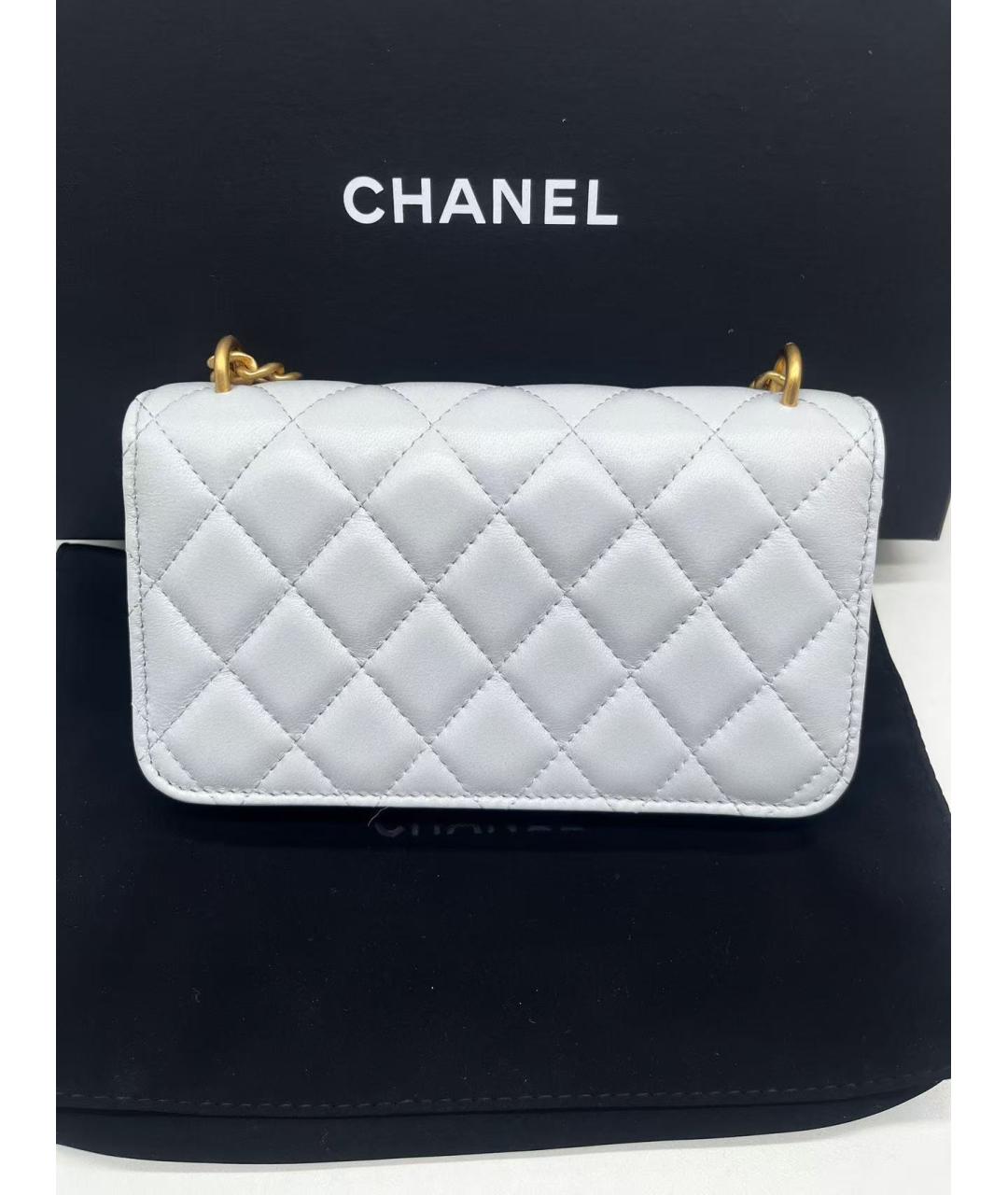 CHANEL Голубая кожаная сумка через плечо, фото 3