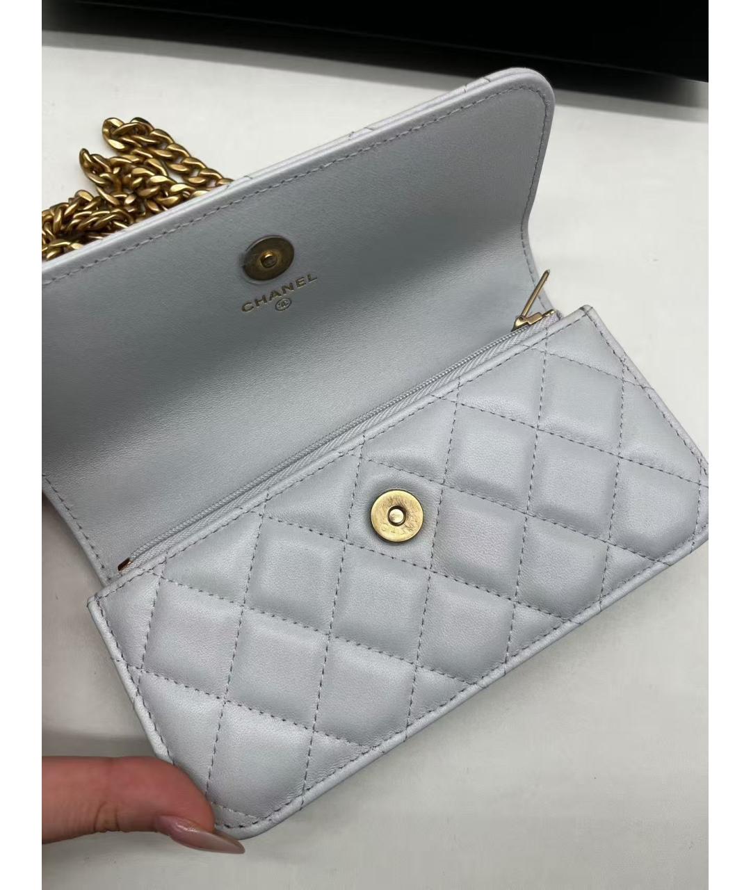 CHANEL Голубая кожаная сумка через плечо, фото 6