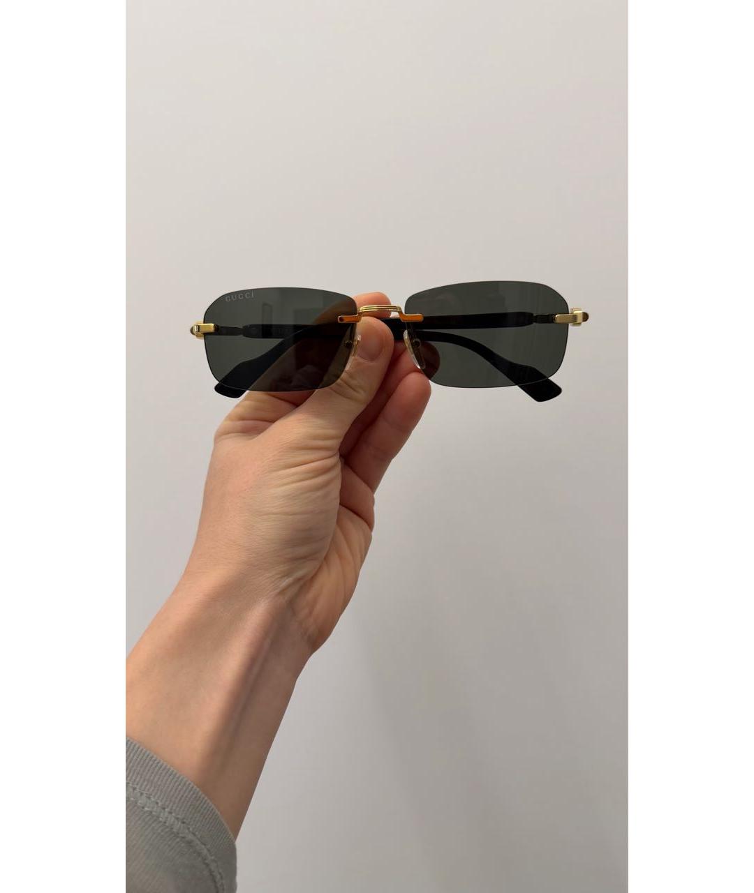 GUCCI Коричневые металлические солнцезащитные очки, фото 7