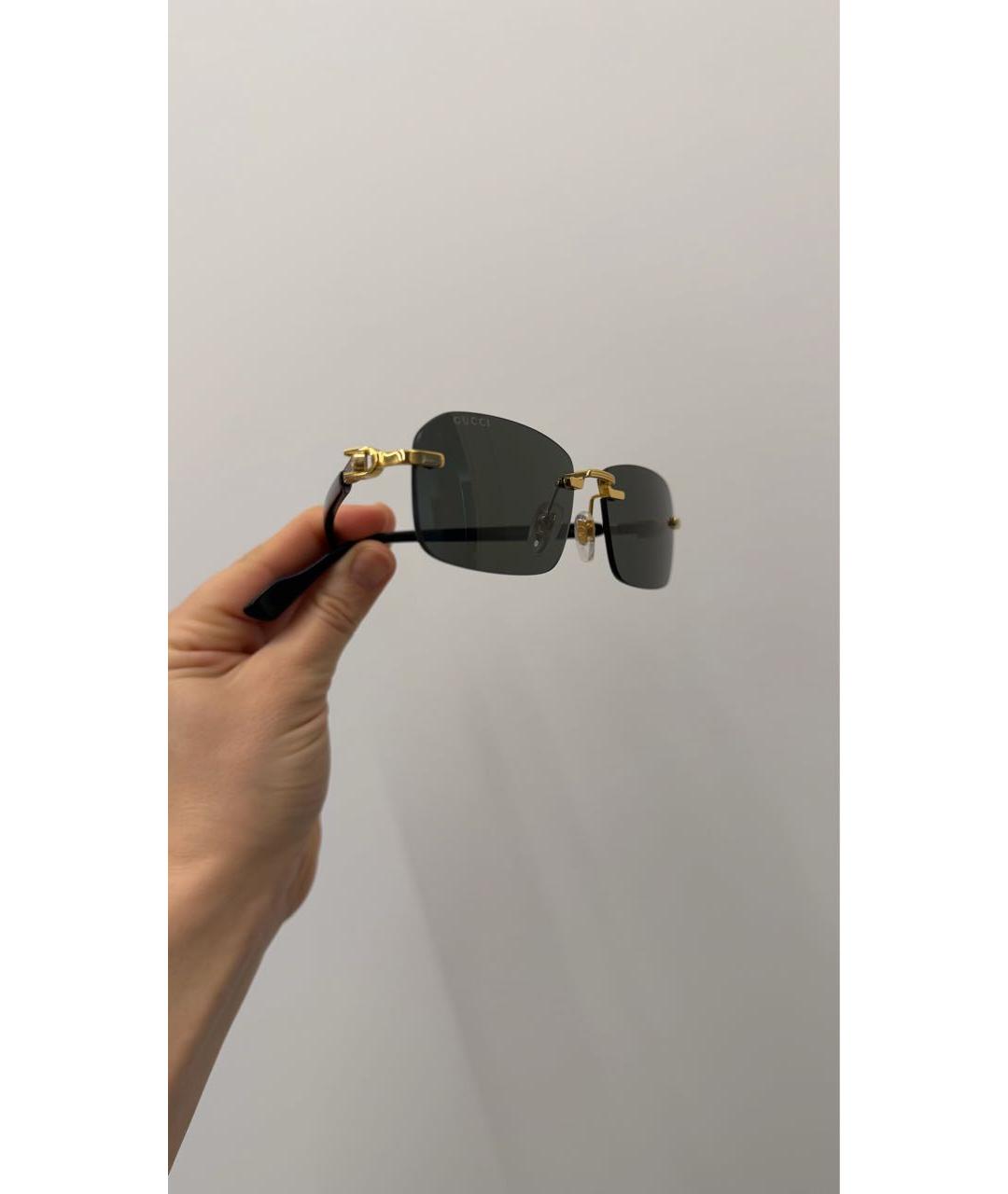 GUCCI Коричневые металлические солнцезащитные очки, фото 2