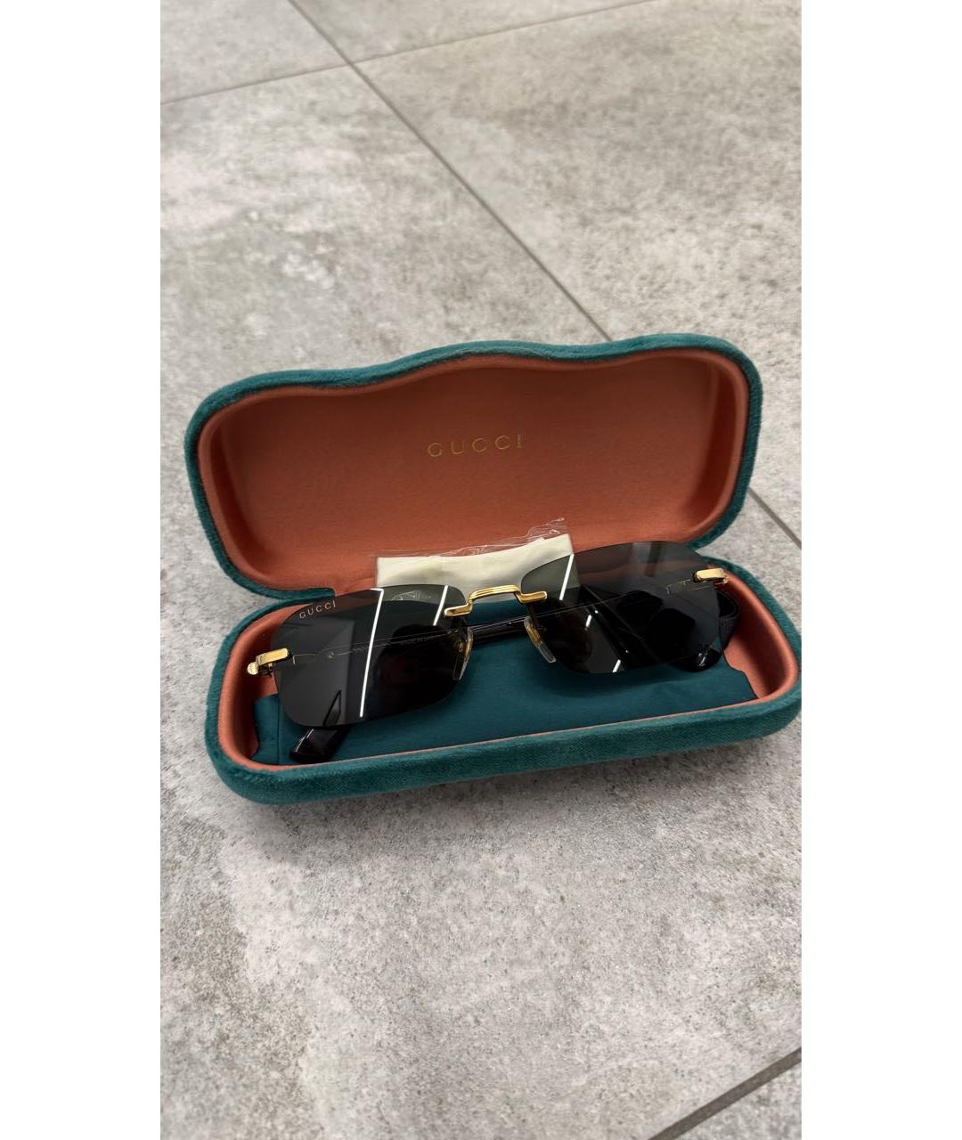 GUCCI Коричневые металлические солнцезащитные очки, фото 4