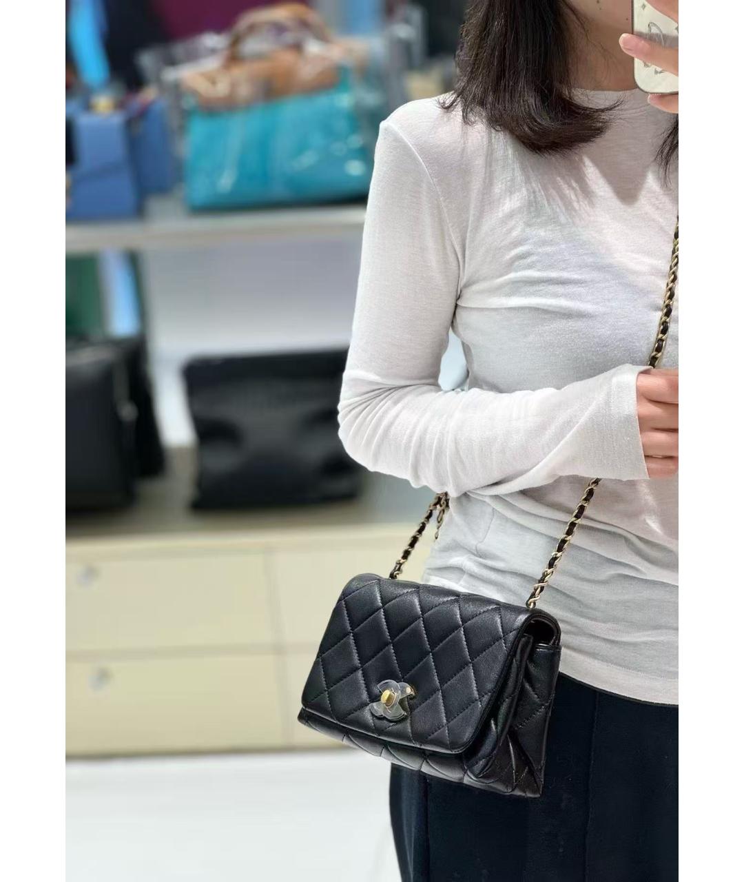 CHANEL Черная кожаная сумка через плечо, фото 6